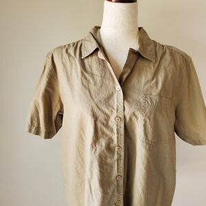 Vintage Karen Scott Large Short Sleeve Button Down Khaki